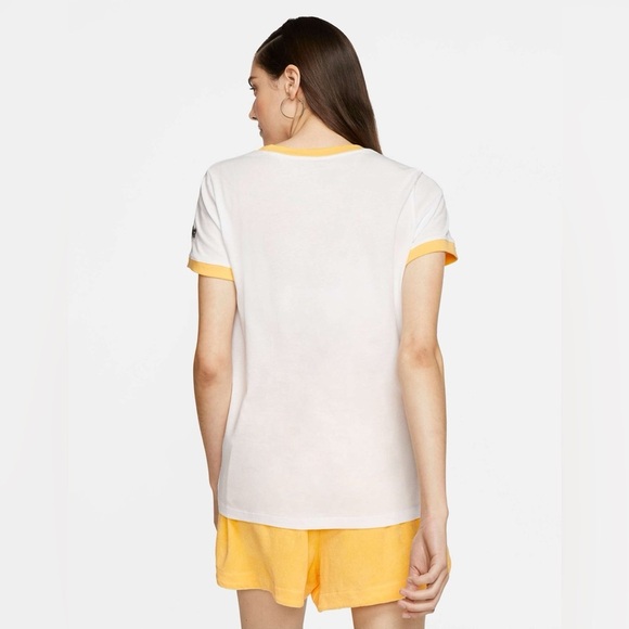 Nike just do it raglan short sleeve ringer t-shirt in white and yellow - Picture 4 of 15